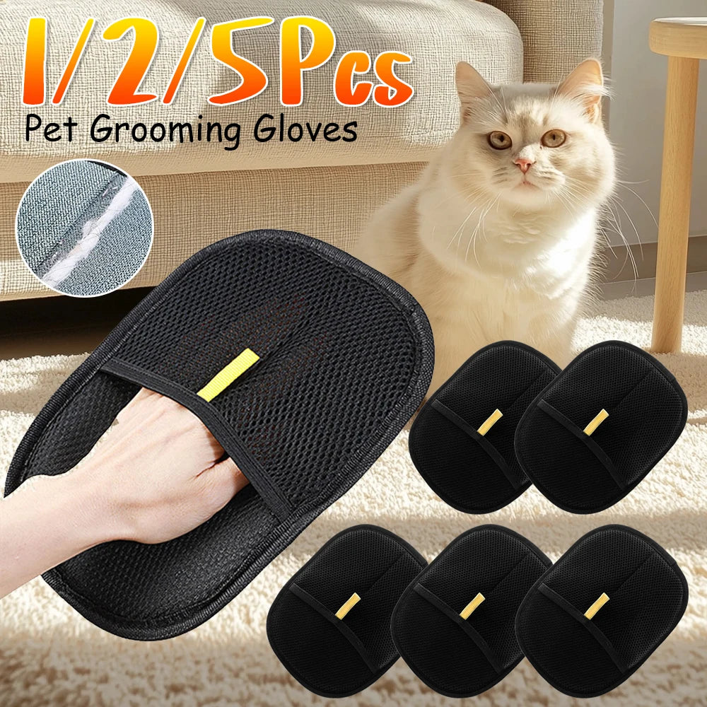 Hair Remover Brush Dog Cat Pet Hair Remover Gloves Double-Sided Pet Hair Removal Gloves Pet Grooming Gloves Brush for Cat Dog