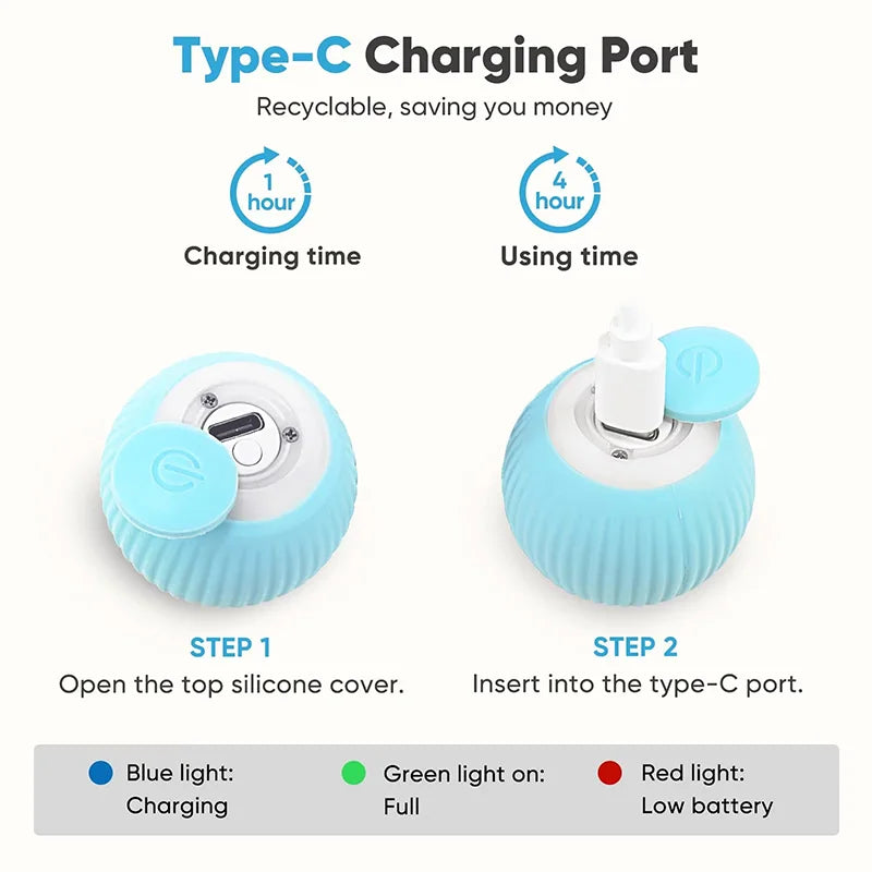 Interactive Automatic Cat Toy Ball Self-Play Rolling Ball with Smart Sensor Fun Entertainment for Indoor Kitten Alone Time
