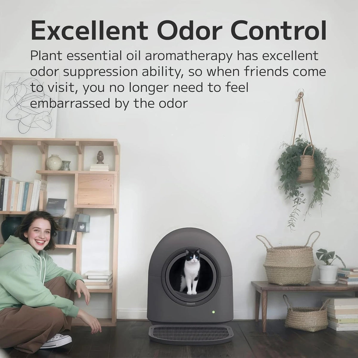 Self-Cleaning Litter Box Automatic Electronic Hands-Free Smart Robot Self Cleaning Litter Box - Safe Anti-Pinch,With Deodorizer and Liner and Litter Mat for Multiple Cats