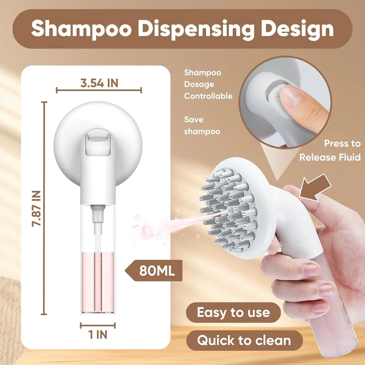 Dog Bath Brush 3 In1 Dog Shampoo Brush Soft Silicone Dog Brush for Pet Grooming Washing Soap Brush 36 Clean Massage Brush Head