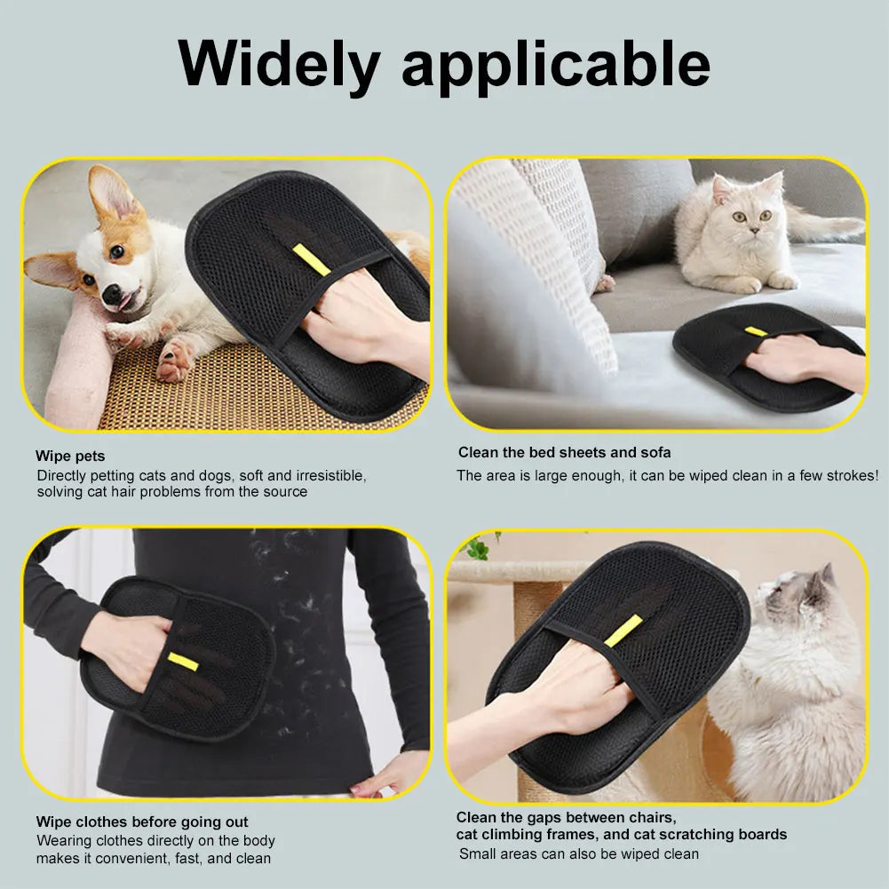 Hair Remover Brush Dog Cat Pet Hair Remover Gloves Double-Sided Pet Hair Removal Gloves Pet Grooming Gloves Brush for Cat Dog