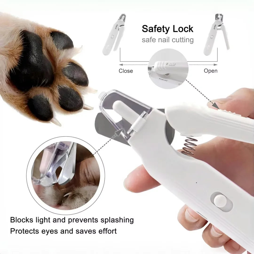 2-IN-1 Pet Nail Clippers Quiet Pet Nail Grinder with 2 LED Lights for Large Medium Small Puppy Dogs Cats Pet Nail Grooming Tools